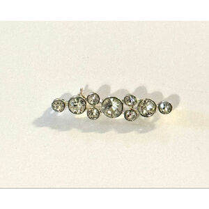 Vintage Rhinestone Bar Brooch Clear Crystal EUC